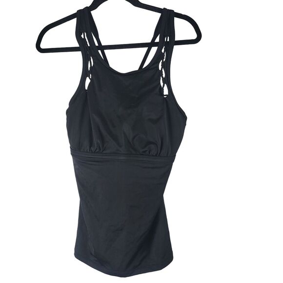 Athleta Tankini Swim Top 38B/C Womens Black Underwired Pullover Swimwear - Picture 1 of 12